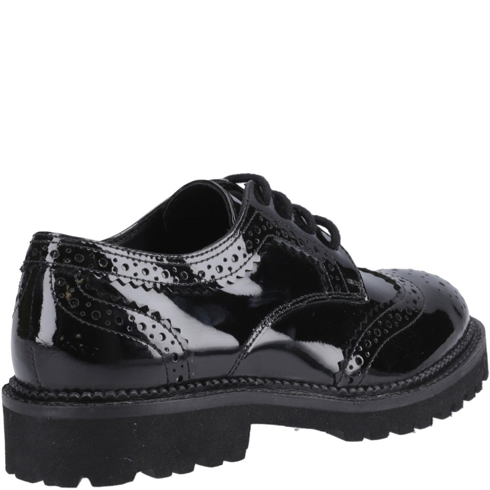 Girls BTS Black Hush Puppies Gabi Lace Up Patent Jnr