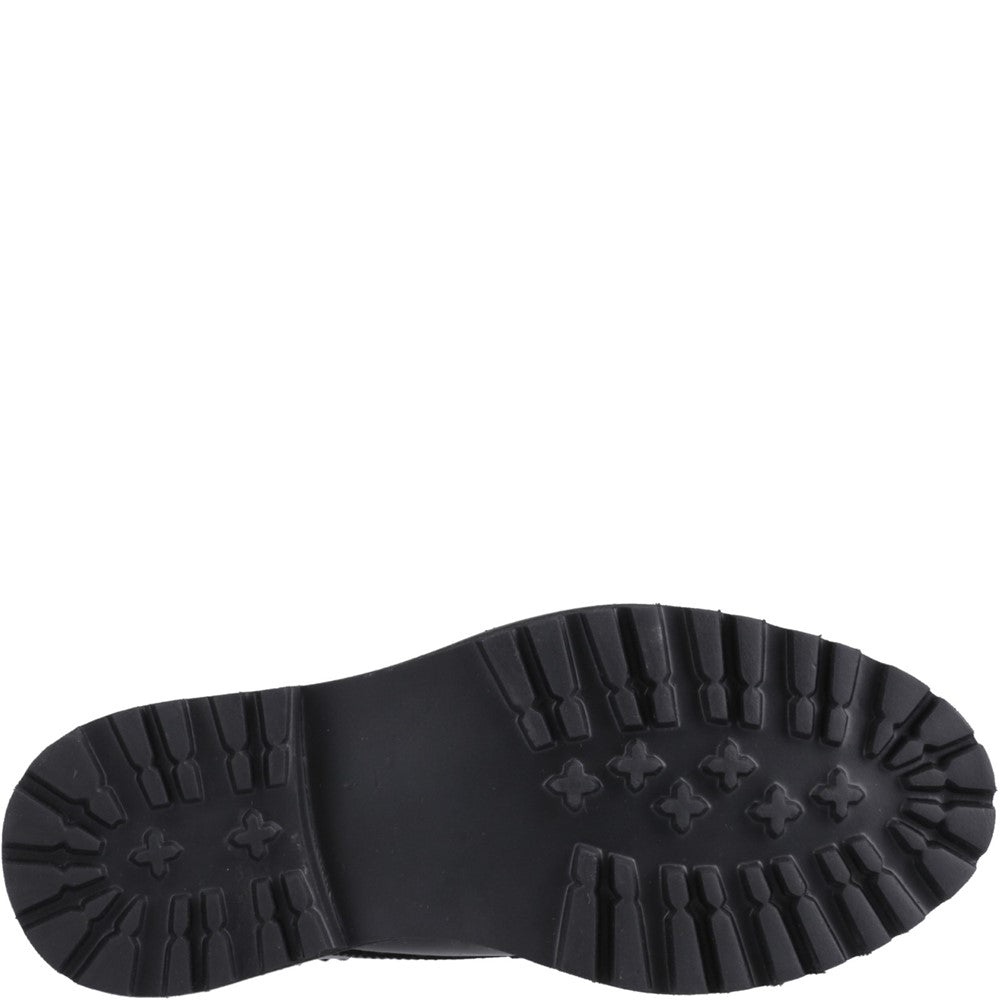 Girls BTS Black Hush Puppies Gabi Lace Up Patent Jnr