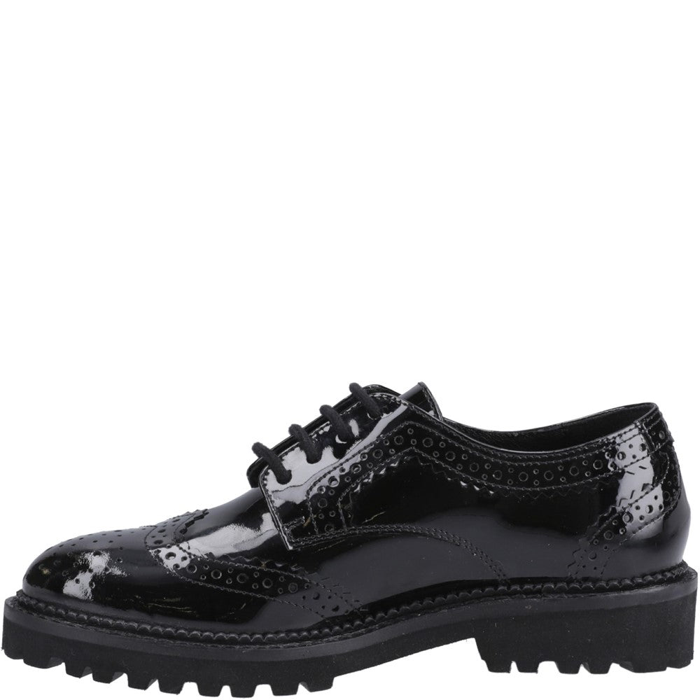 Girls BTS Black Hush Puppies Gabi Lace Up Patent Jnr