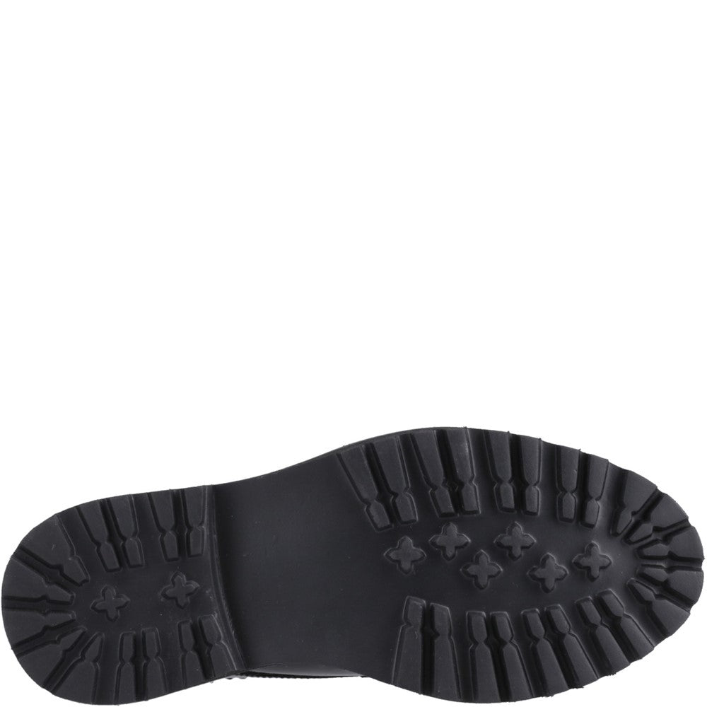 Girls BTS Black Hush Puppies Gabi Lace Up Patent Snr