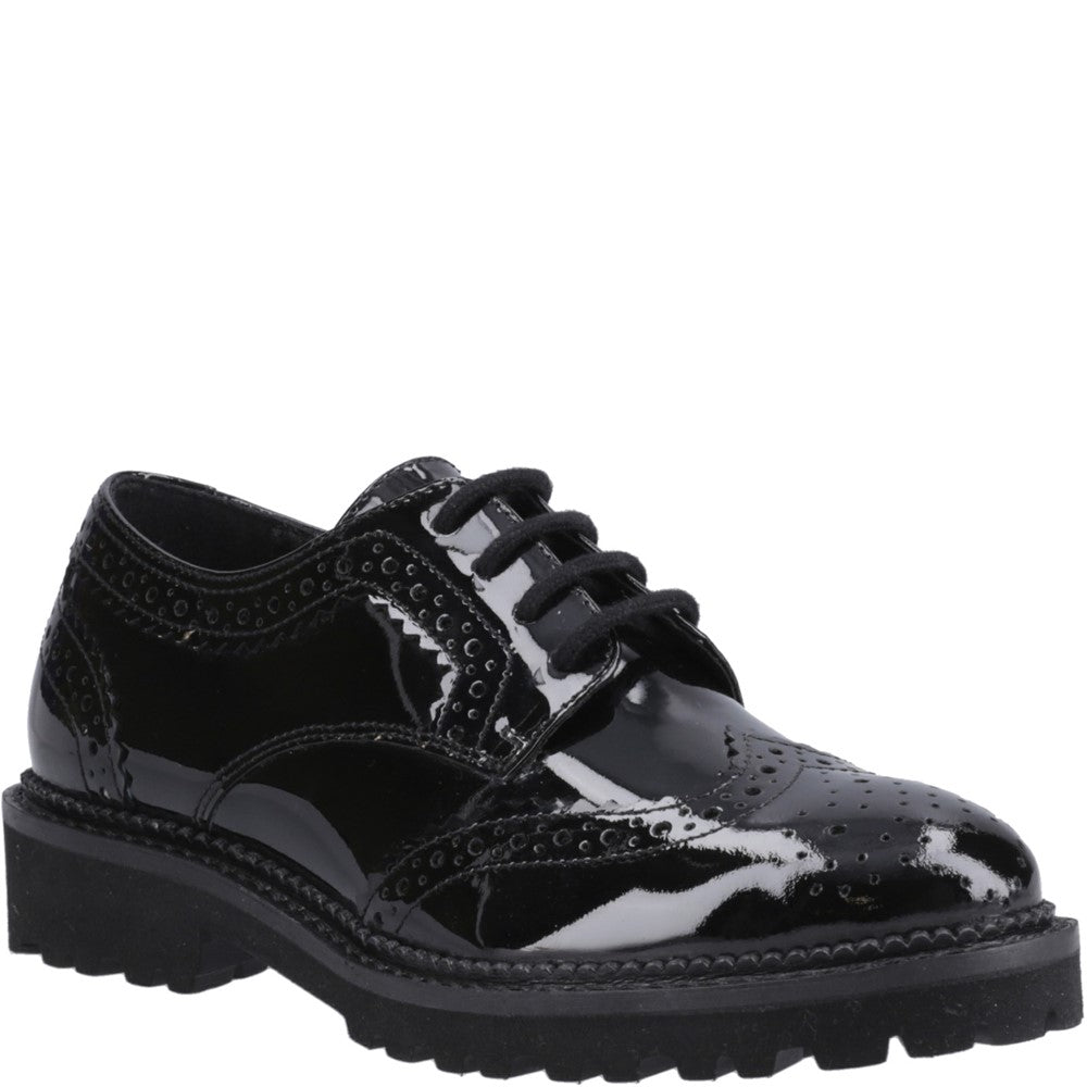 Girls BTS Patent Black XL Hush Puppies Gabi Lace Up Patent Snr