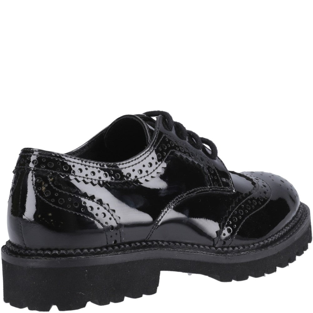 Girls BTS Patent Black XL Hush Puppies Gabi Lace Up Patent Snr