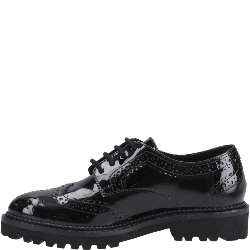 Girls BTS Patent Black XL Hush Puppies Gabi Lace Up Patent Snr