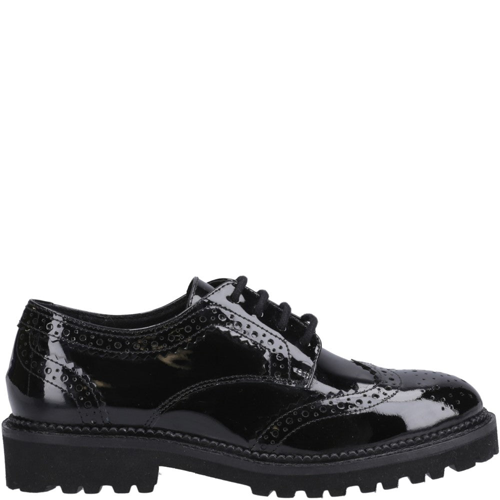Girls BTS Patent Black XL Hush Puppies Gabi Lace Up Patent Snr