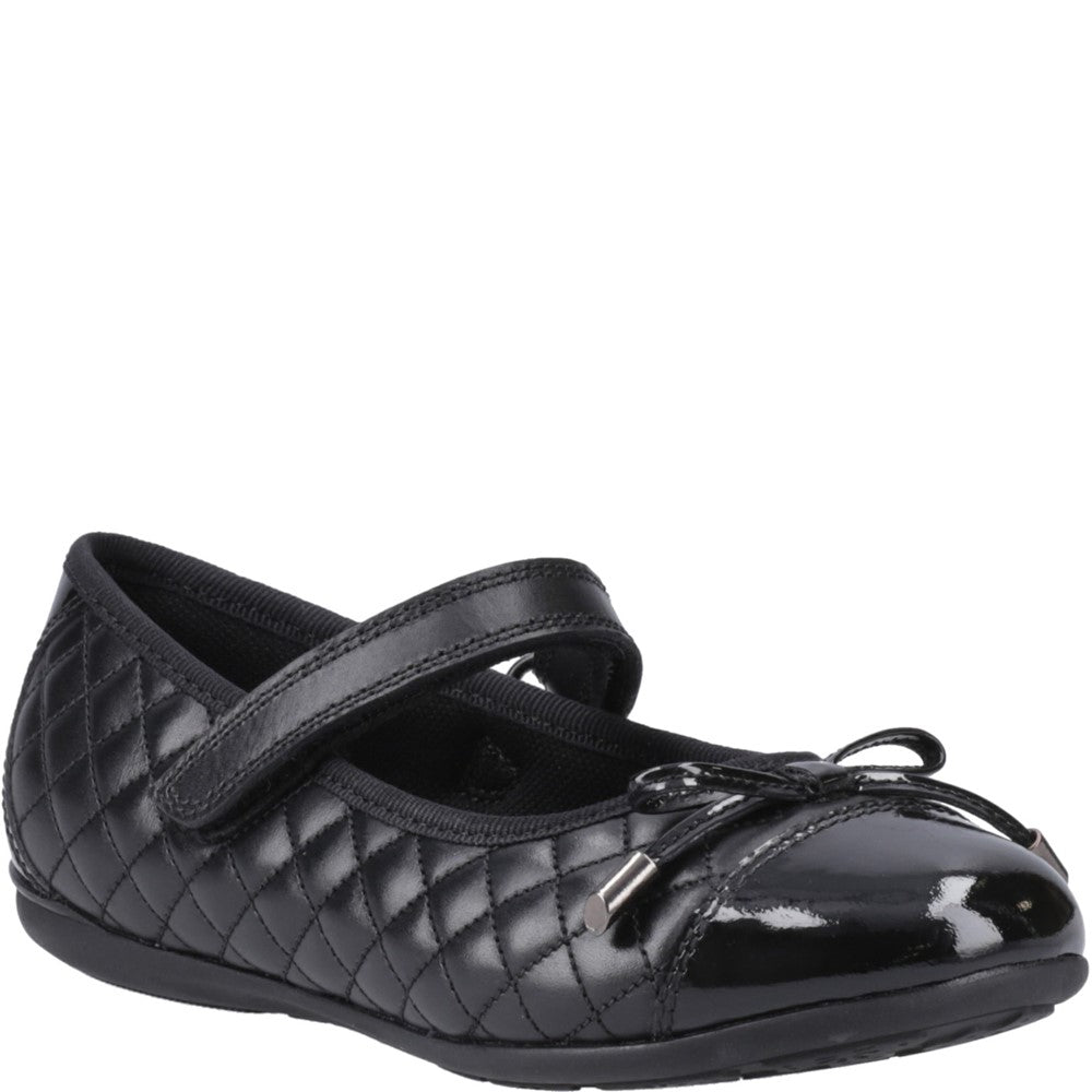 Girls BTS Black Hush Puppies Lottie Quilt Ballerina Jnr