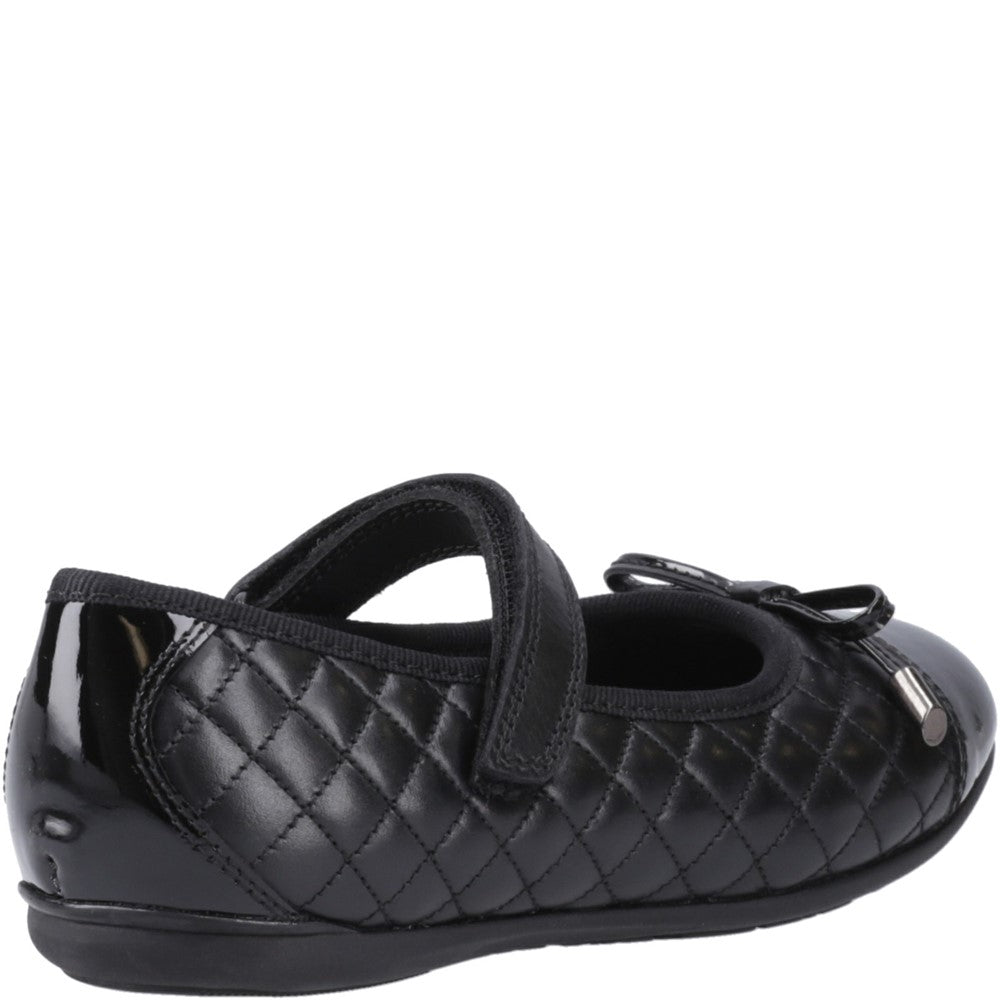 Girls BTS Black Hush Puppies Lottie Quilt Ballerina Jnr