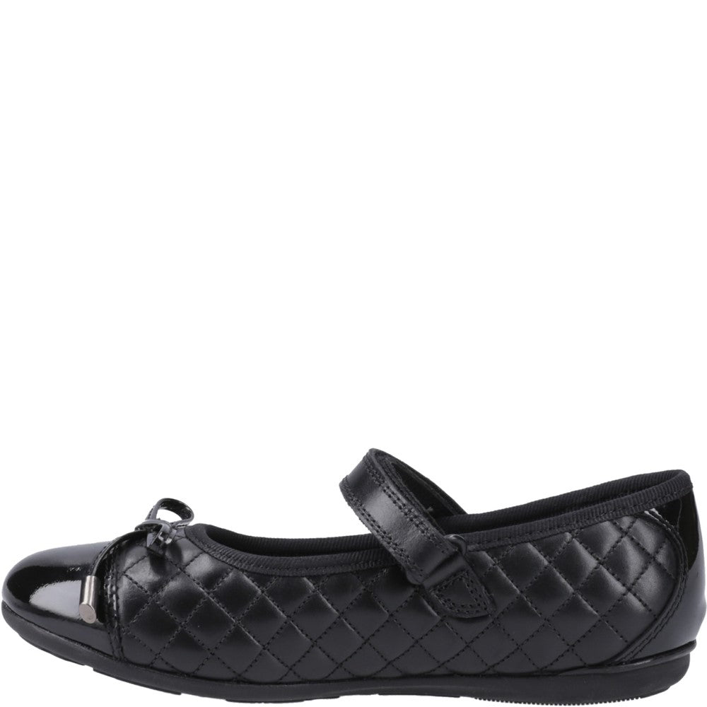 Girls BTS Black Hush Puppies Lottie Quilt Ballerina Jnr