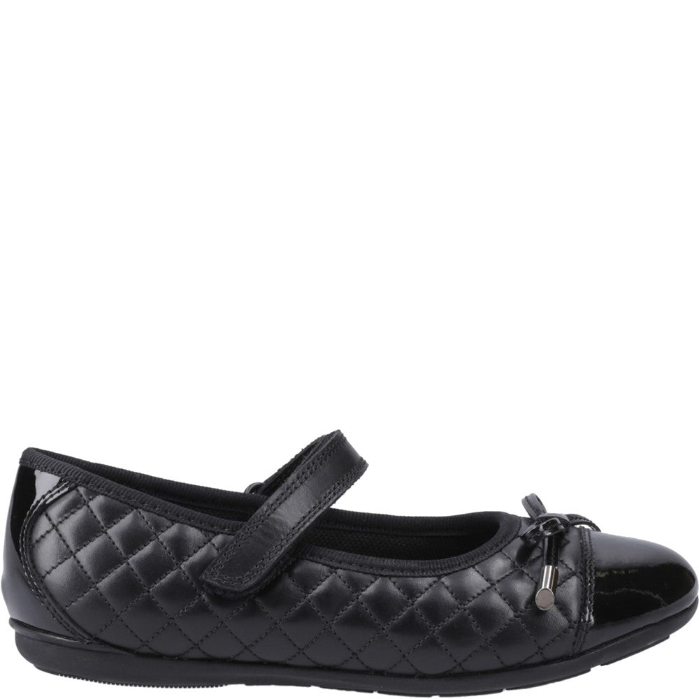 Girls BTS Black Hush Puppies Lottie Quilt Ballerina Jnr