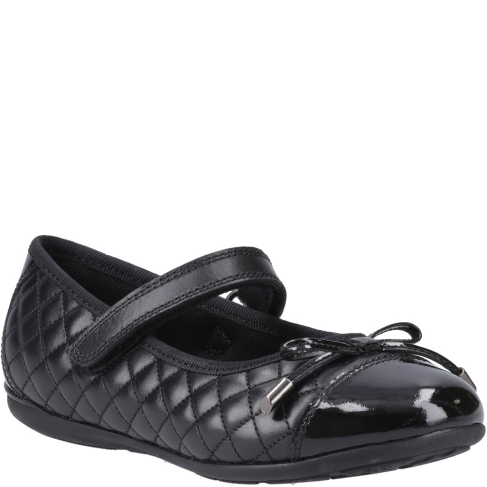 Girls BTS Black Hush Puppies Lottie Quilt Ballerina Snr