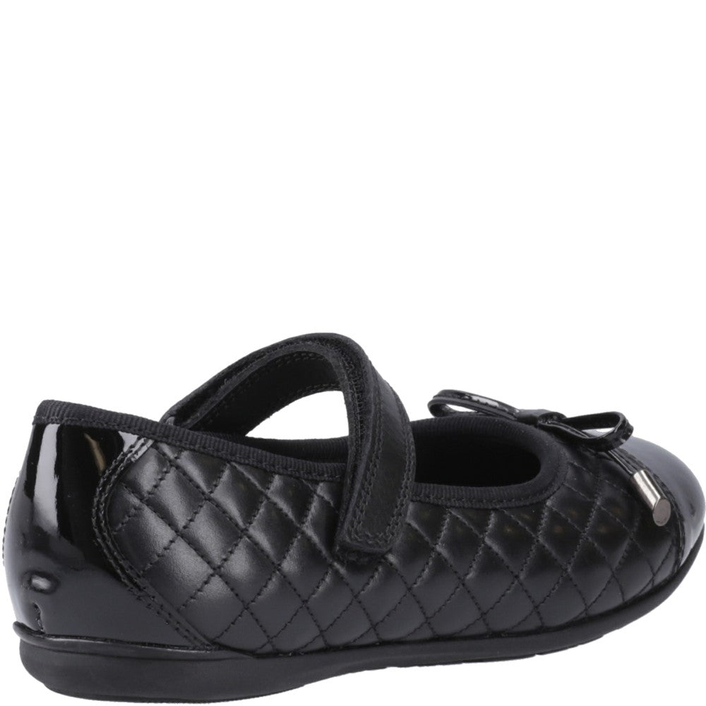 Girls BTS Black Hush Puppies Lottie Quilt Ballerina Snr