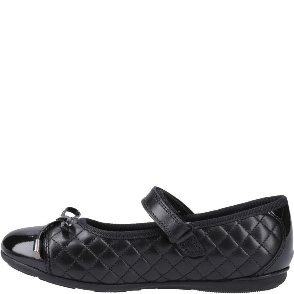 Girls BTS Black Hush Puppies Lottie Quilt Ballerina Snr