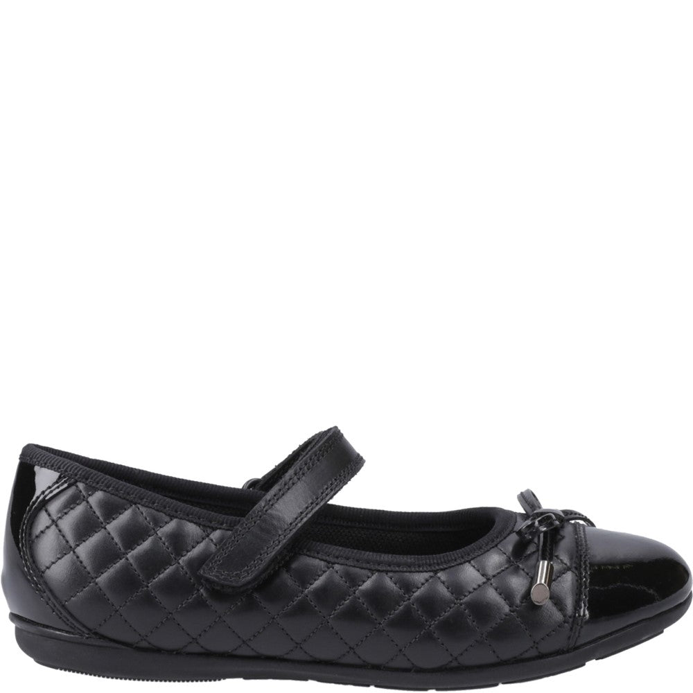 Girls BTS Black Hush Puppies Lottie Quilt Ballerina Snr