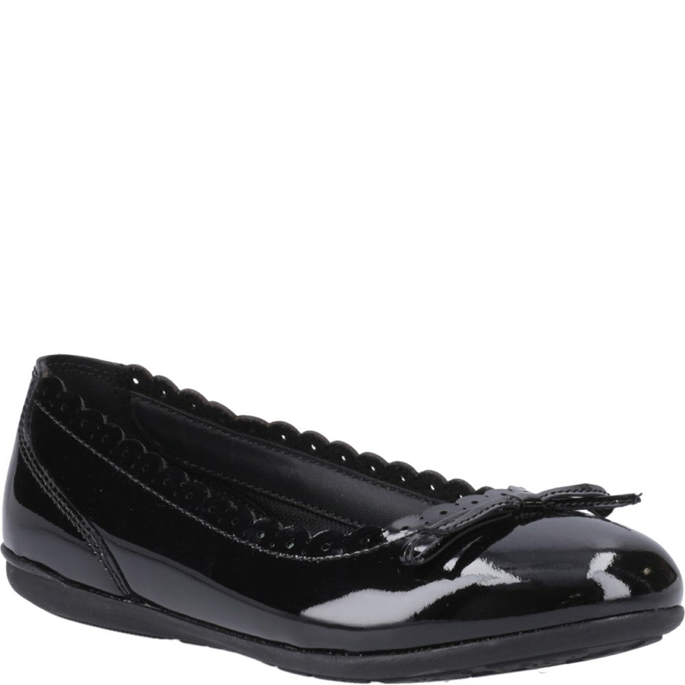 Girls BTS Black Hush Puppies Lillie Ballerina Patent