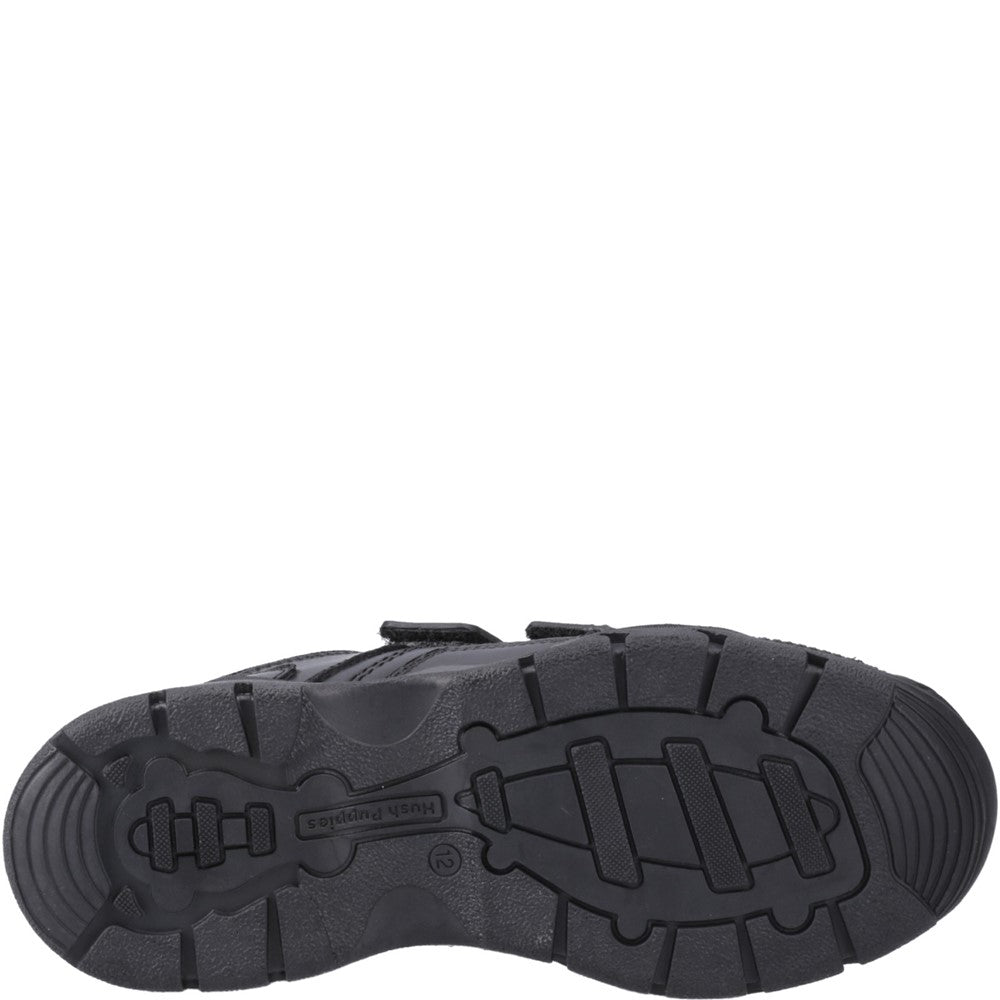Boys BTS FLFR Black Hush Puppies Tristen Touch Fastening Snr