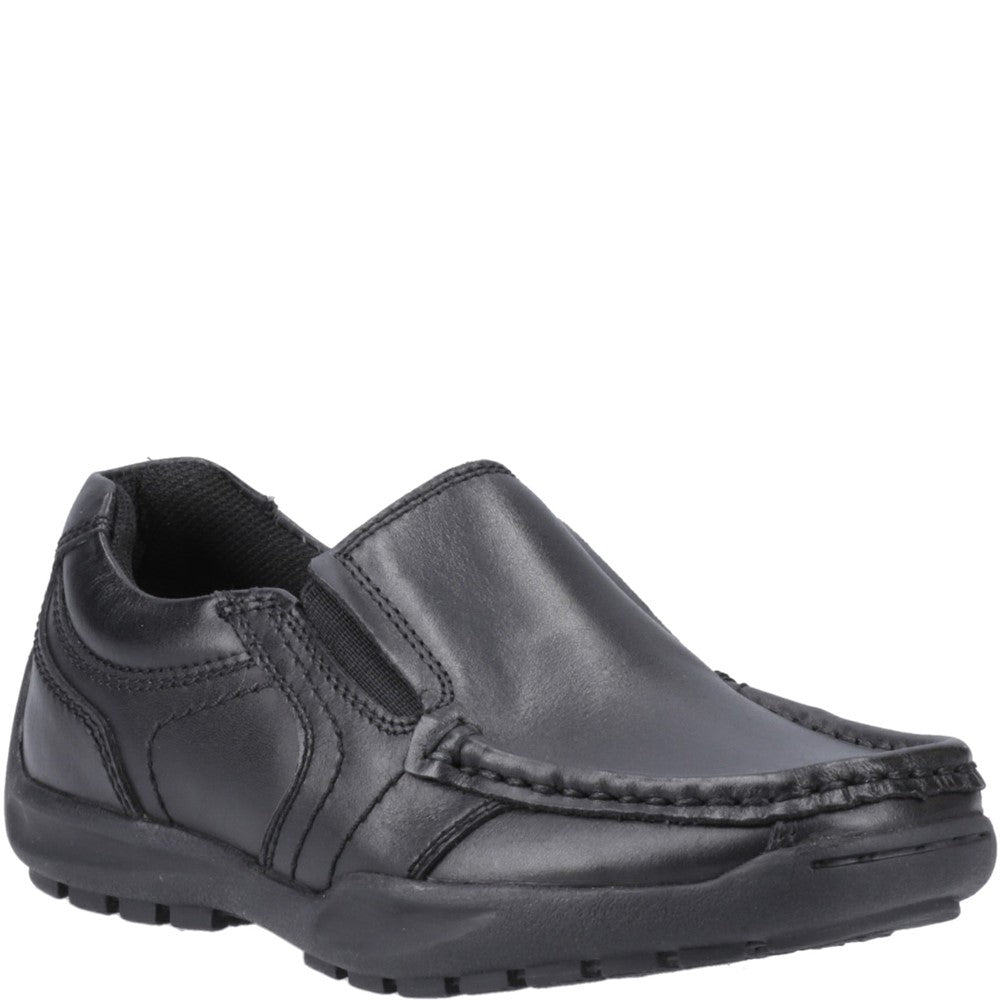 Boys BTS Black Hush Puppies Morgan Slip On Jnr