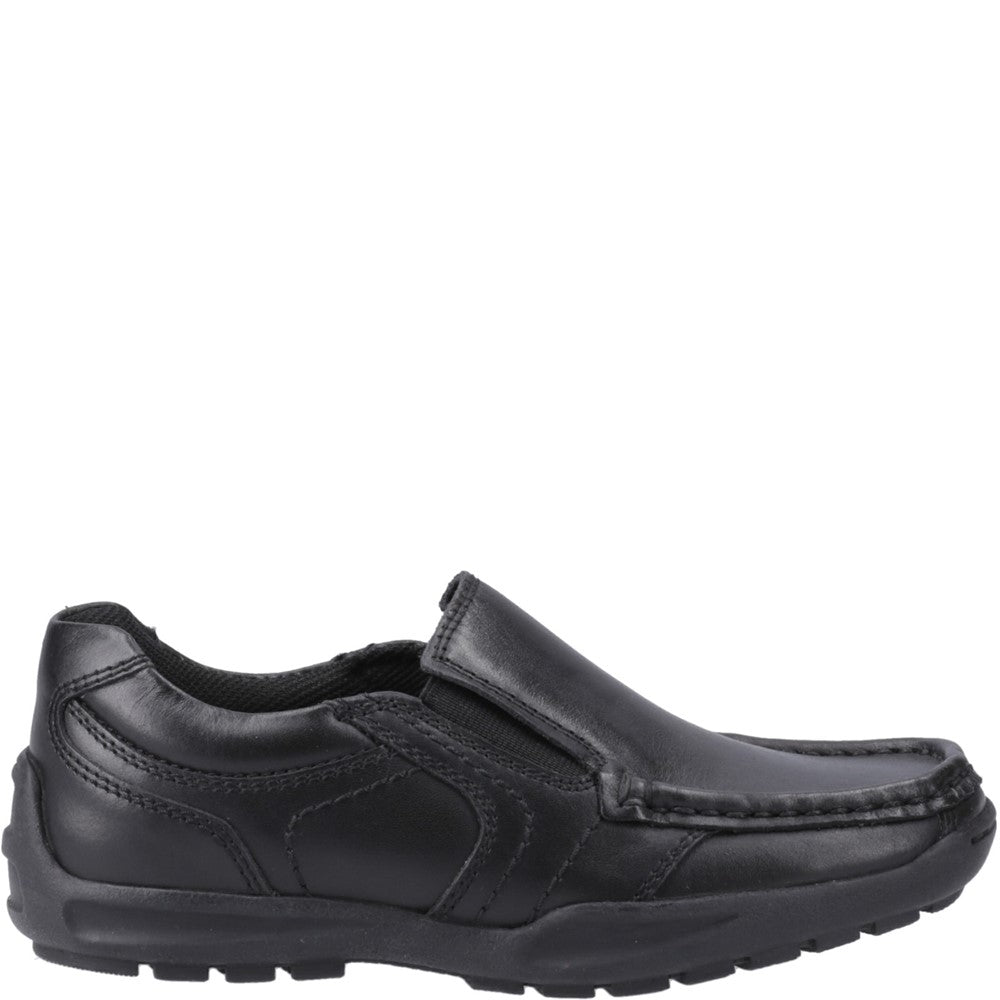 Boys BTS Black Hush Puppies Morgan Slip On Jnr