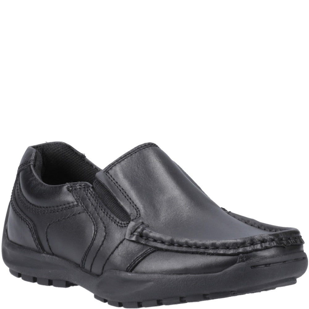 Boys BTS Black Hush Puppies Morgan Slip On Snr