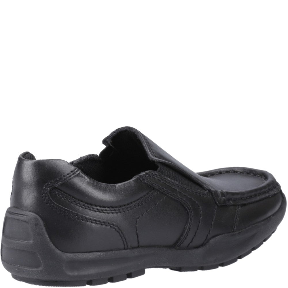 Boys BTS Black Hush Puppies Morgan Slip On Snr