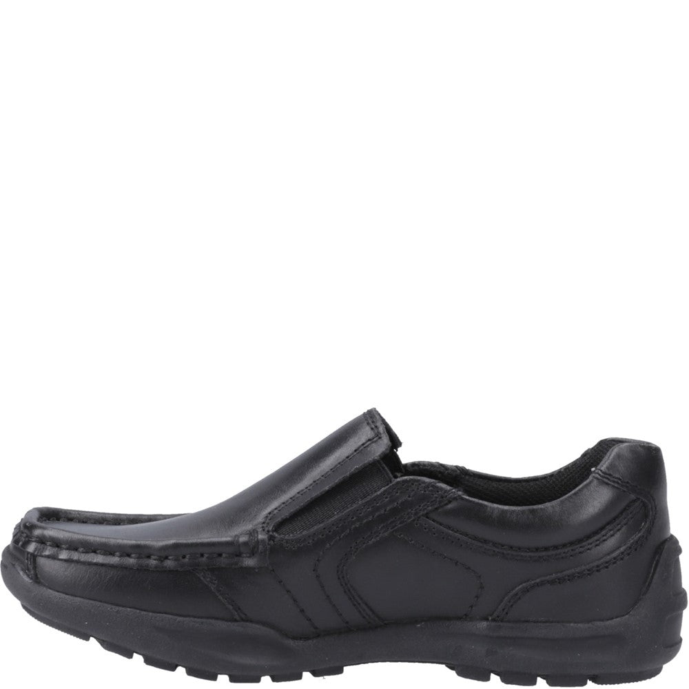 Boys BTS Black Hush Puppies Morgan Slip On Snr