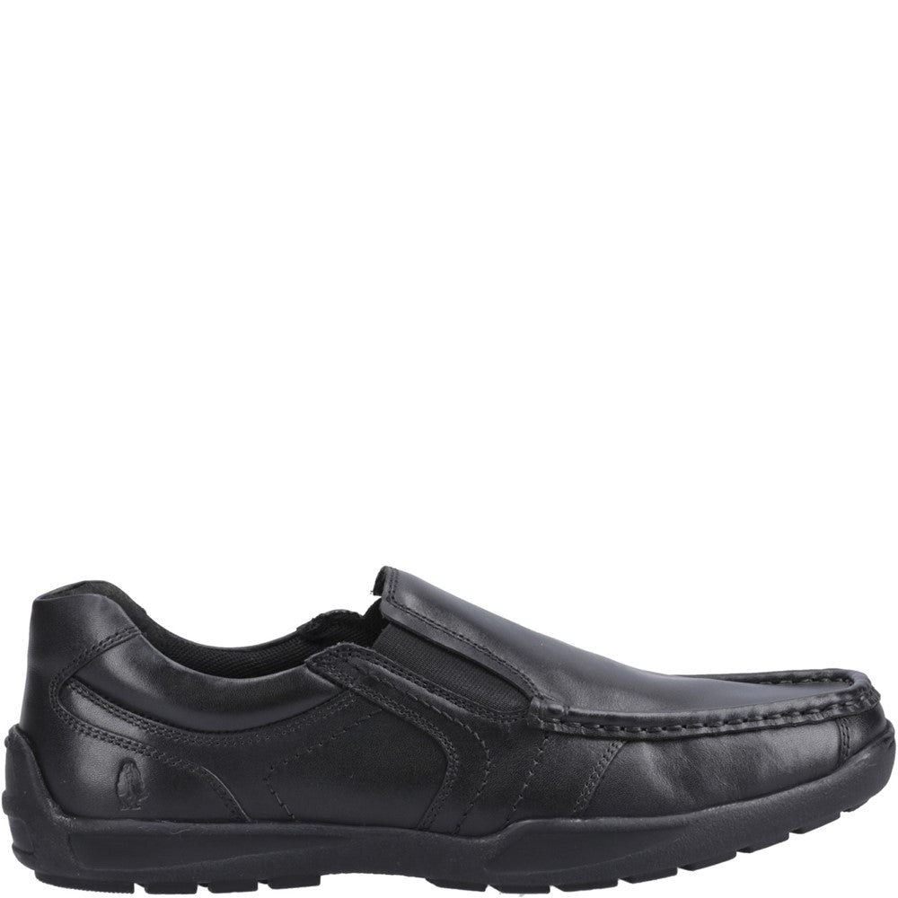 Boys BTS Black Hush Puppies Morgan Slip On Snr