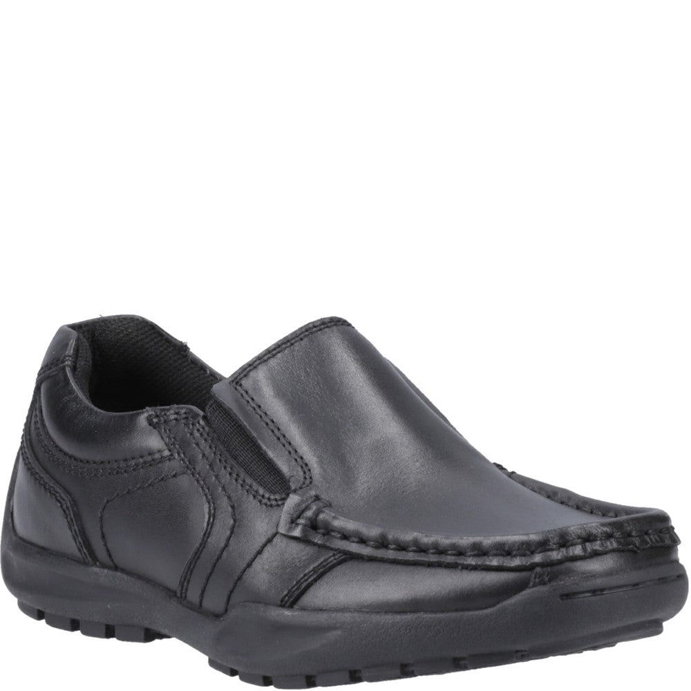 Boys BTS Black XL Hush Puppies Morgan Slip On Snr