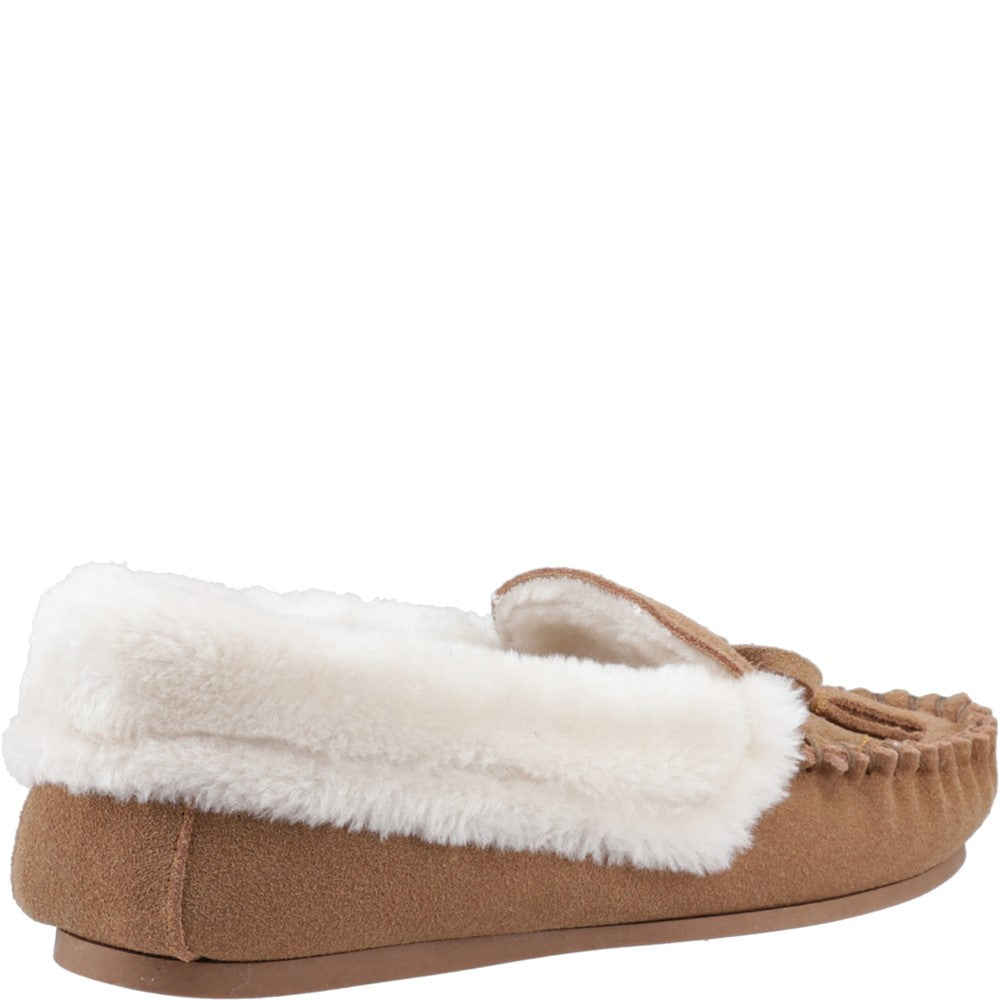 Classic Ladies Slippers Tan Hush Puppies Agnes Fur Slipper