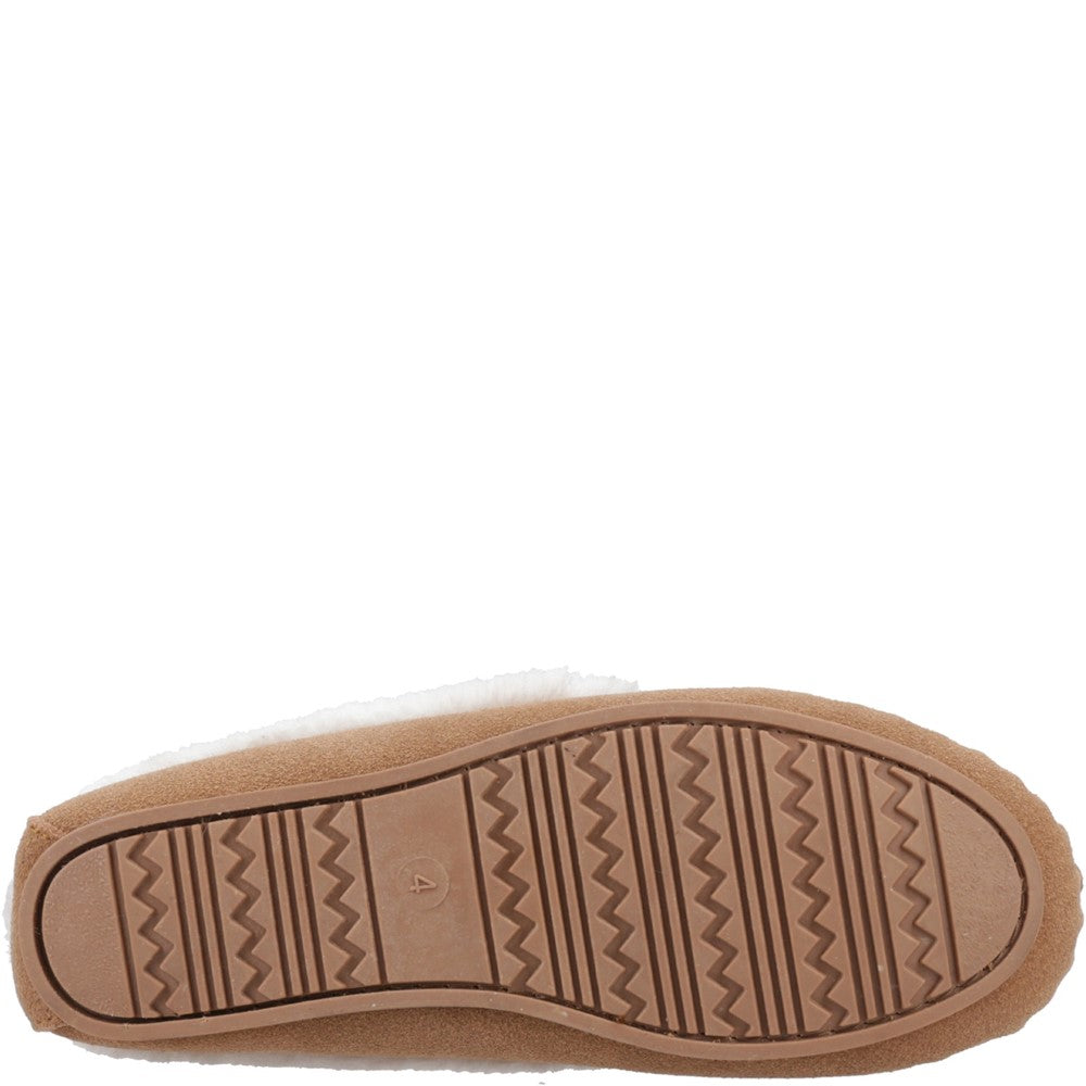 Classic Ladies Slippers Tan Hush Puppies Agnes Fur Slipper