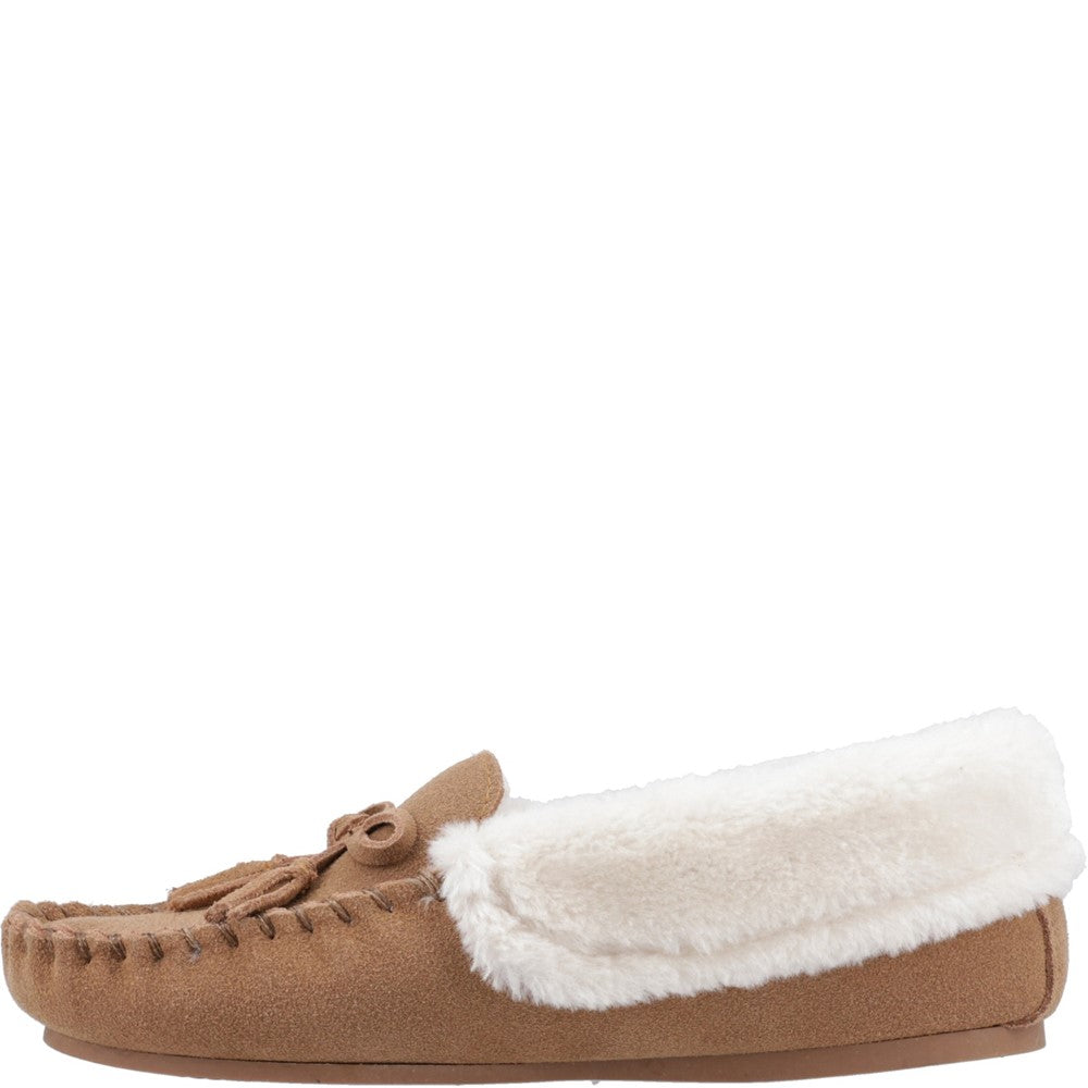 Classic Ladies Slippers Tan Hush Puppies Agnes Fur Slipper