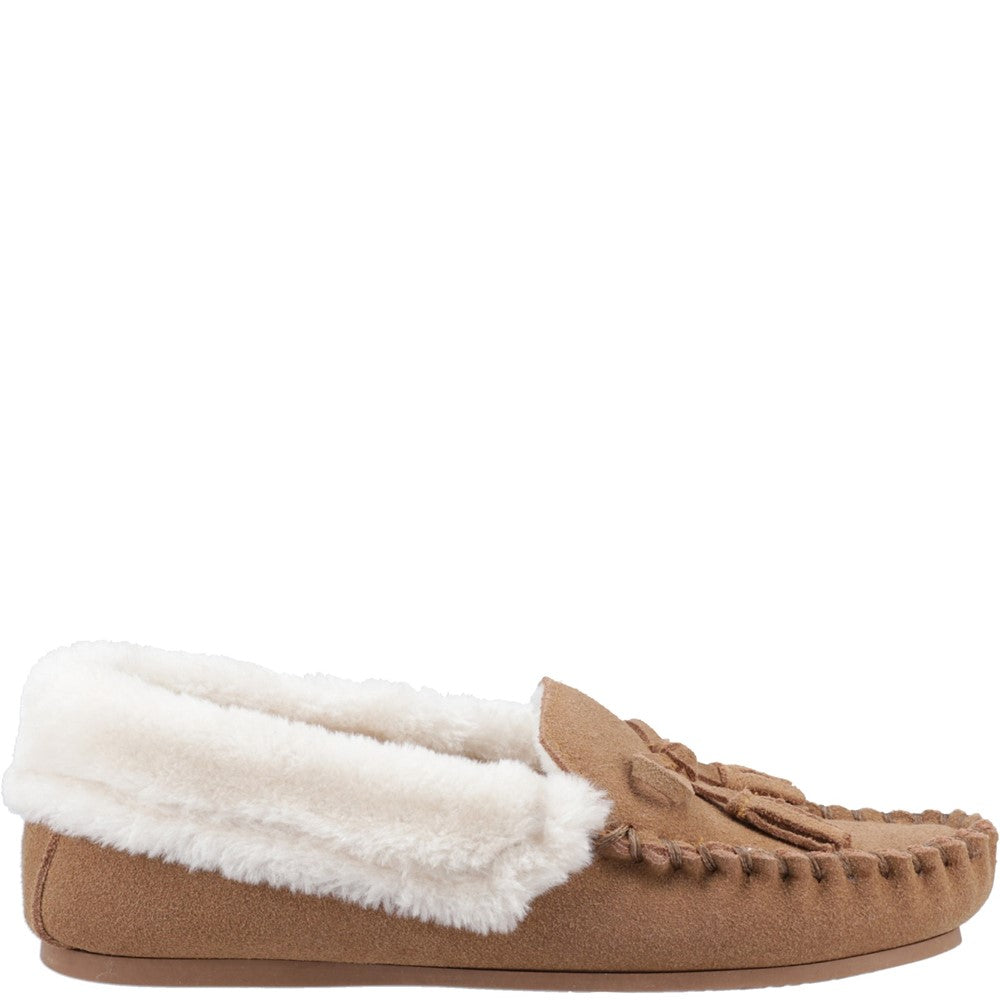 Classic Ladies Slippers Tan Hush Puppies Agnes Fur Slipper