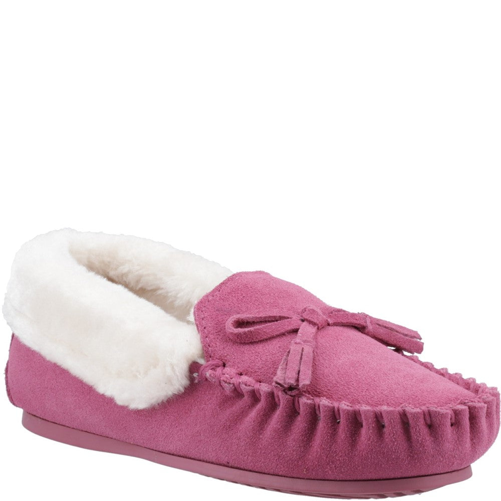 Classic Ladies Slippers Pink Hush Puppies Agnes Fur Slipper