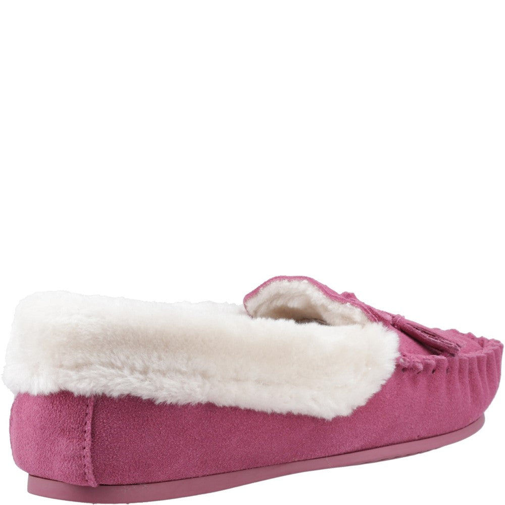 Classic Ladies Slippers Pink Hush Puppies Agnes Fur Slipper