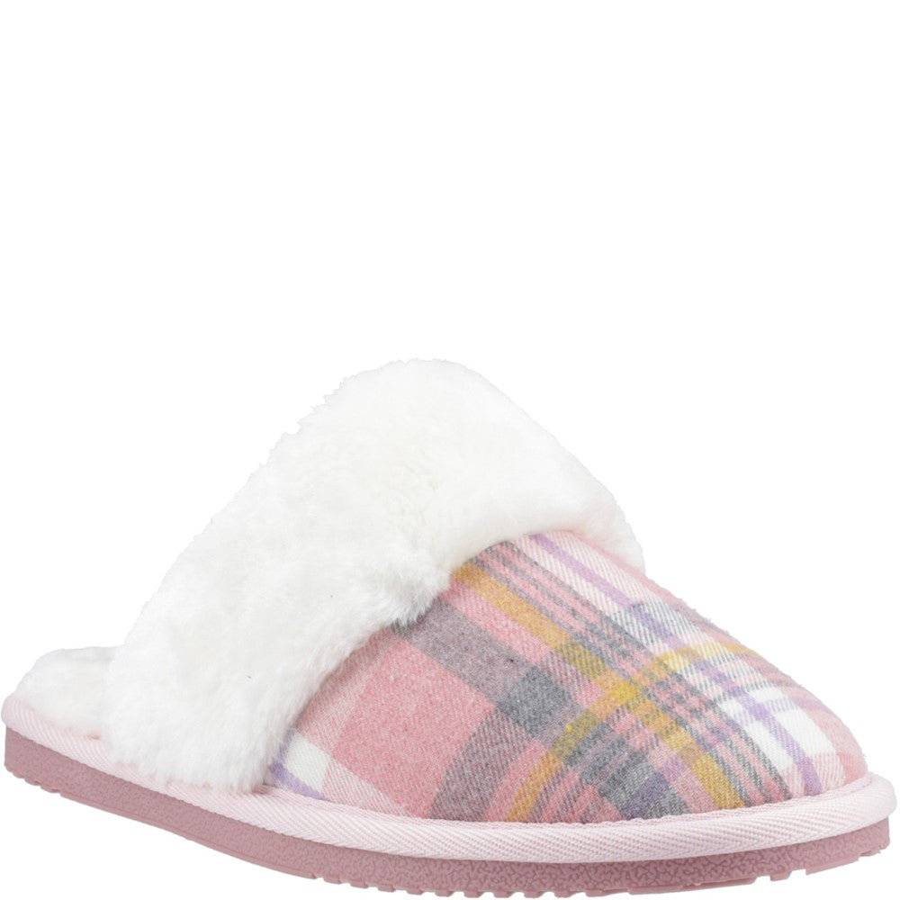 Classic Ladies Slippers Pink Hush Puppies Arianna Plaid Slipper