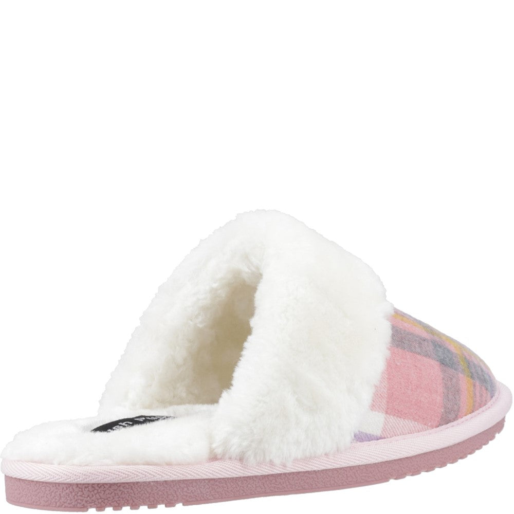 Classic Ladies Slippers Pink Hush Puppies Arianna Plaid Slipper