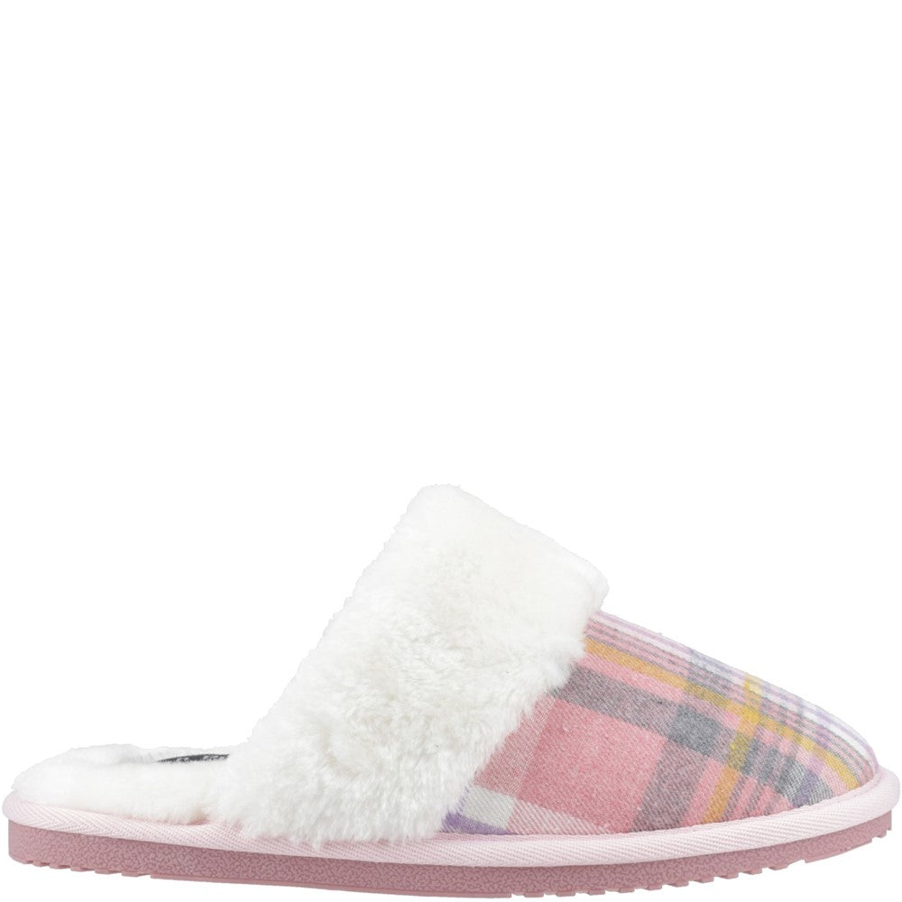 Classic Ladies Slippers Pink Hush Puppies Arianna Plaid Slipper