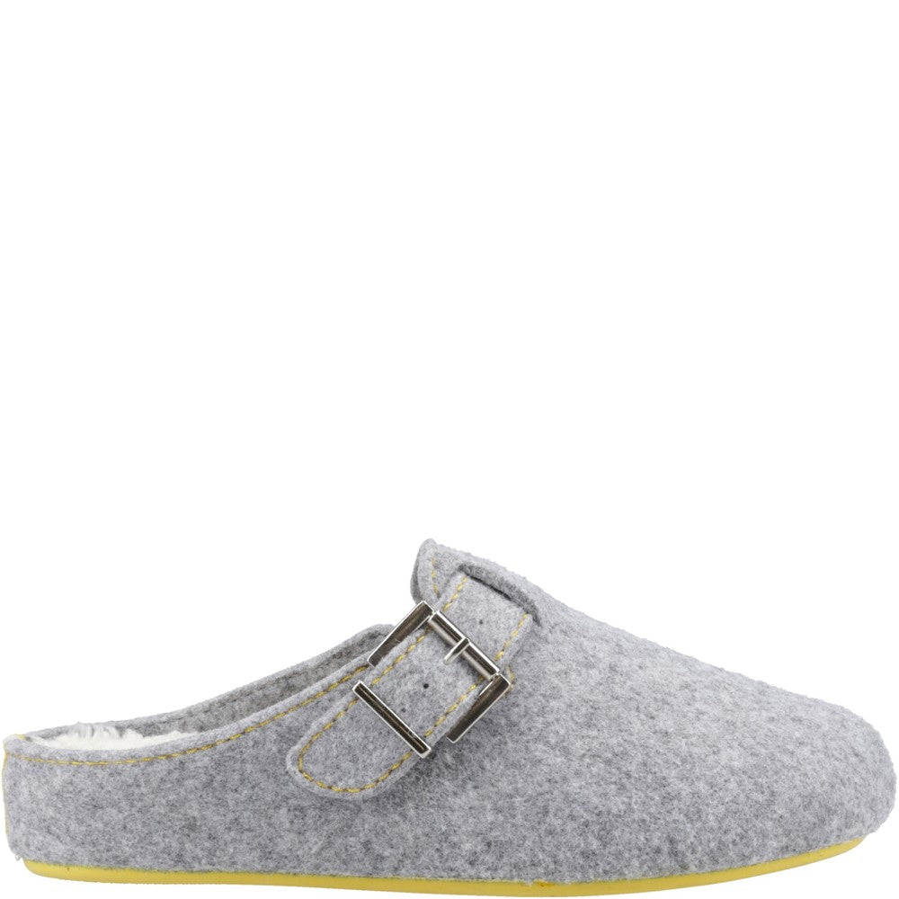 Classic Ladies Slippers Grey Hush Puppies Good Slipper Buckle