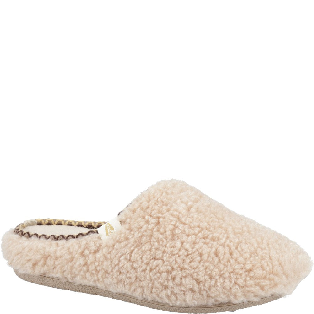 Classic Ladies Slippers Beige Hush Puppies Good Slipper Teddy Mule