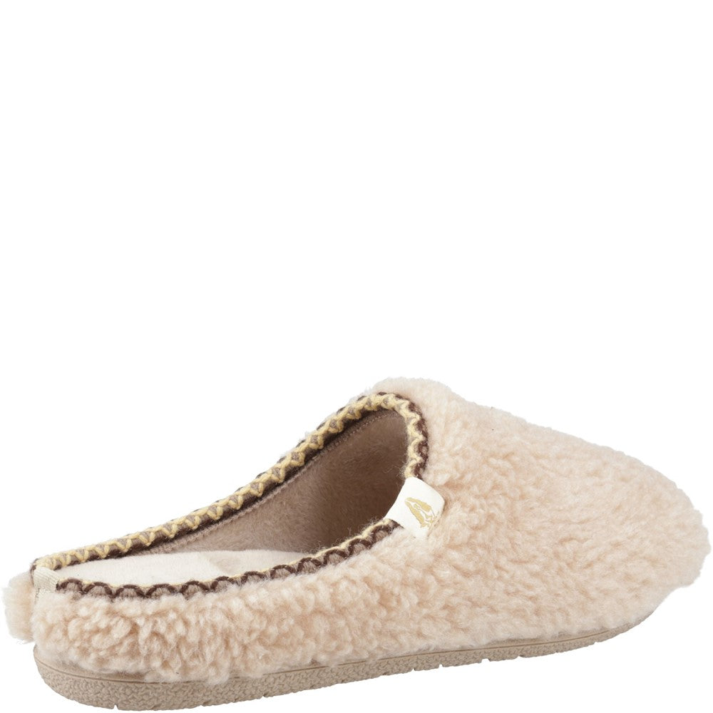 Classic Ladies Slippers Beige Hush Puppies Good Slipper Teddy Mule