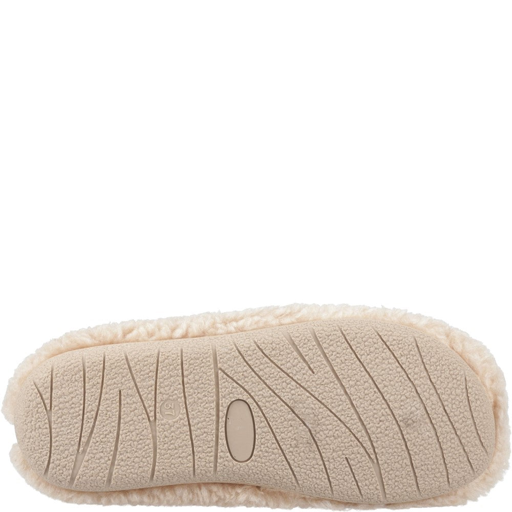 Classic Ladies Slippers Beige Hush Puppies Good Slipper Teddy Mule
