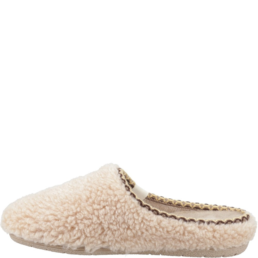 Classic Ladies Slippers Beige Hush Puppies Good Slipper Teddy Mule