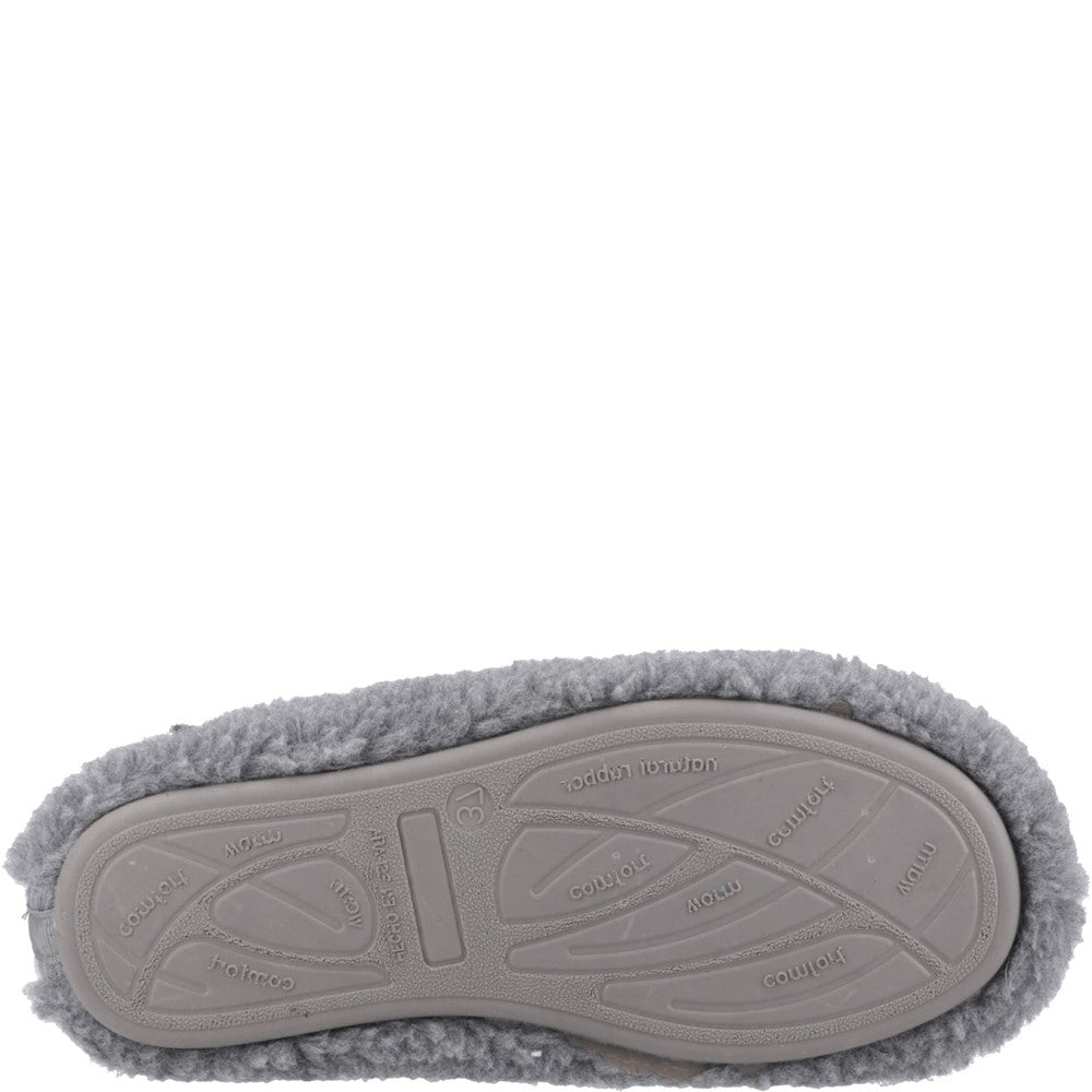 Classic Ladies Slippers Grey Hush Puppies Good Slipper Teddy Mule