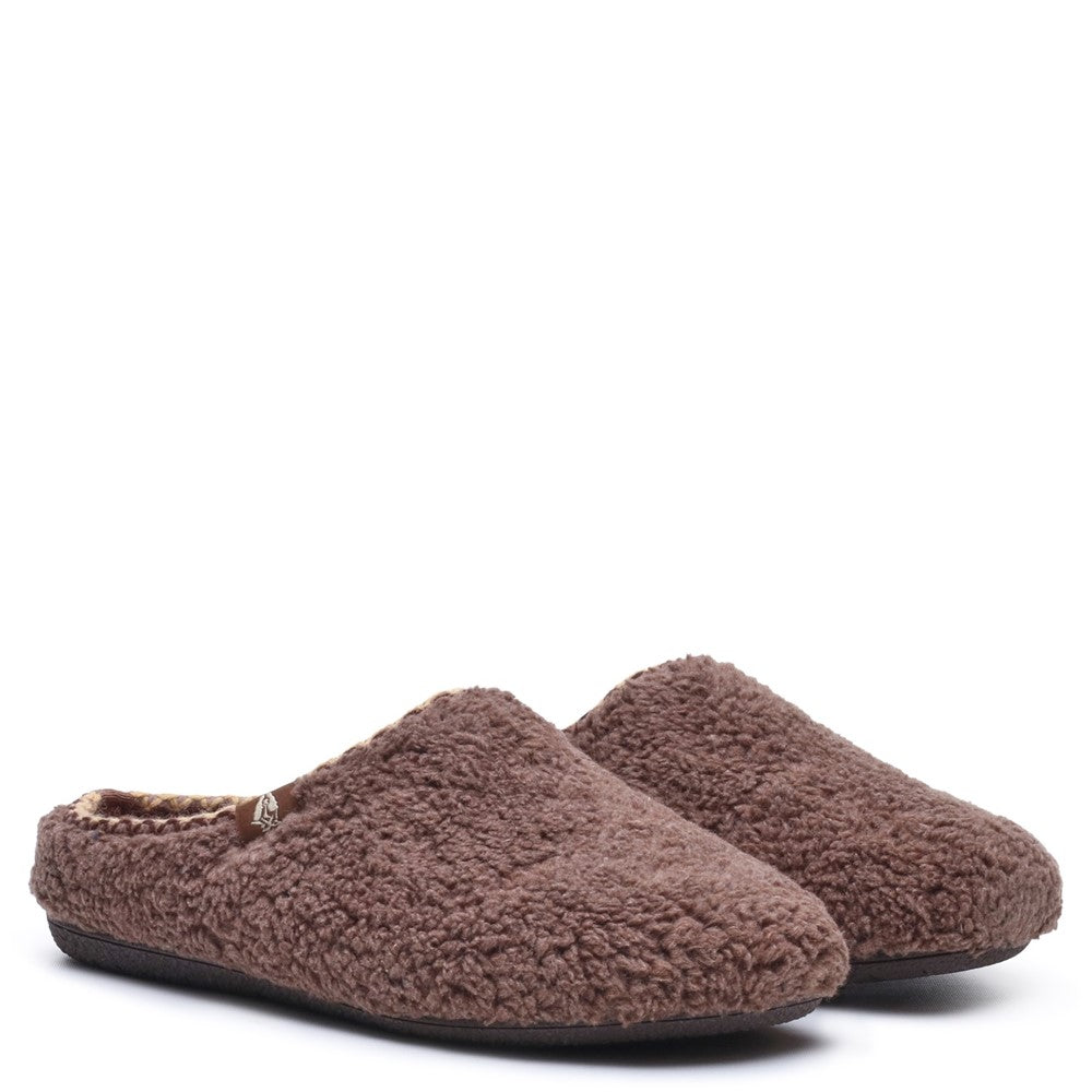 Classic Ladies Slippers Chocolate Hush Puppies Good Slipper Teddy Mule