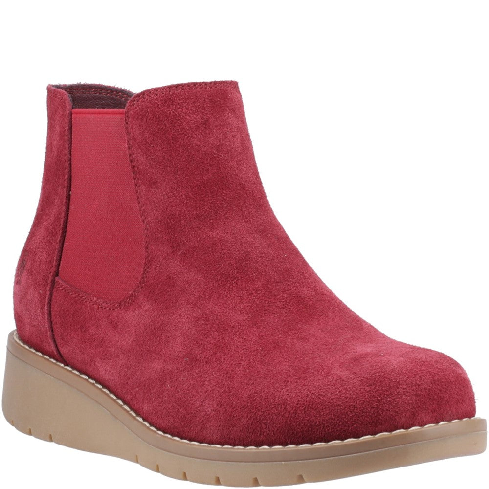 Ladies Ankle Boots Burgundy Hush Puppies Leonie Suede Boot