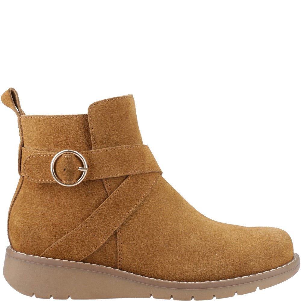 Ladies Ankle Boots Tan Hush Puppies Lyra Buckle Boot