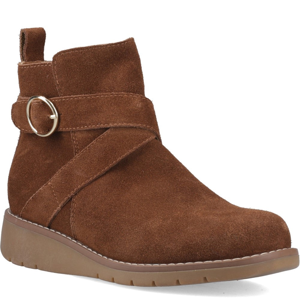 Ladies Ankle Boots Brown Hush Puppies Lyra Buckle Boot
