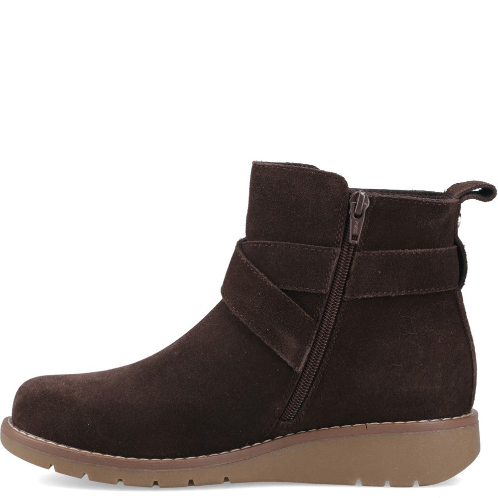 Ladies Ankle Boots Chocolate Hush Puppies Lyra Buckle Boot
