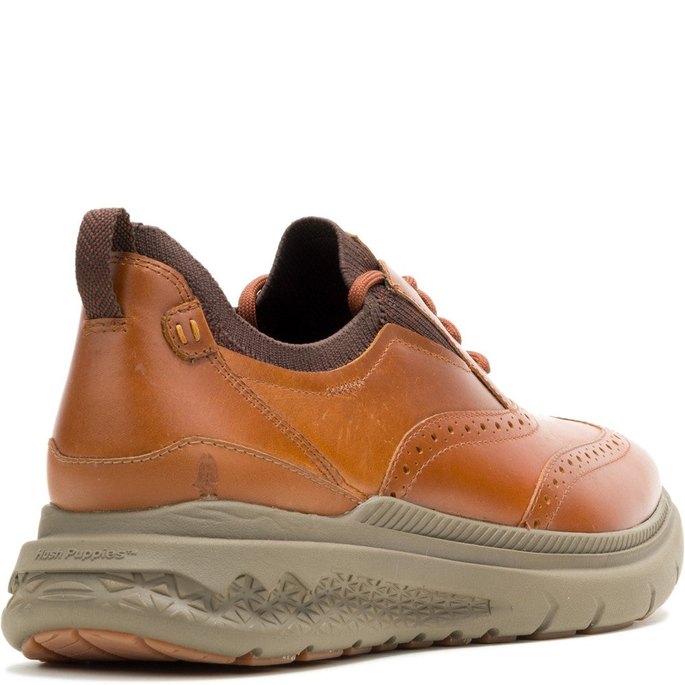 Mens Sports Cognac Hush Puppies Excel Wingtip