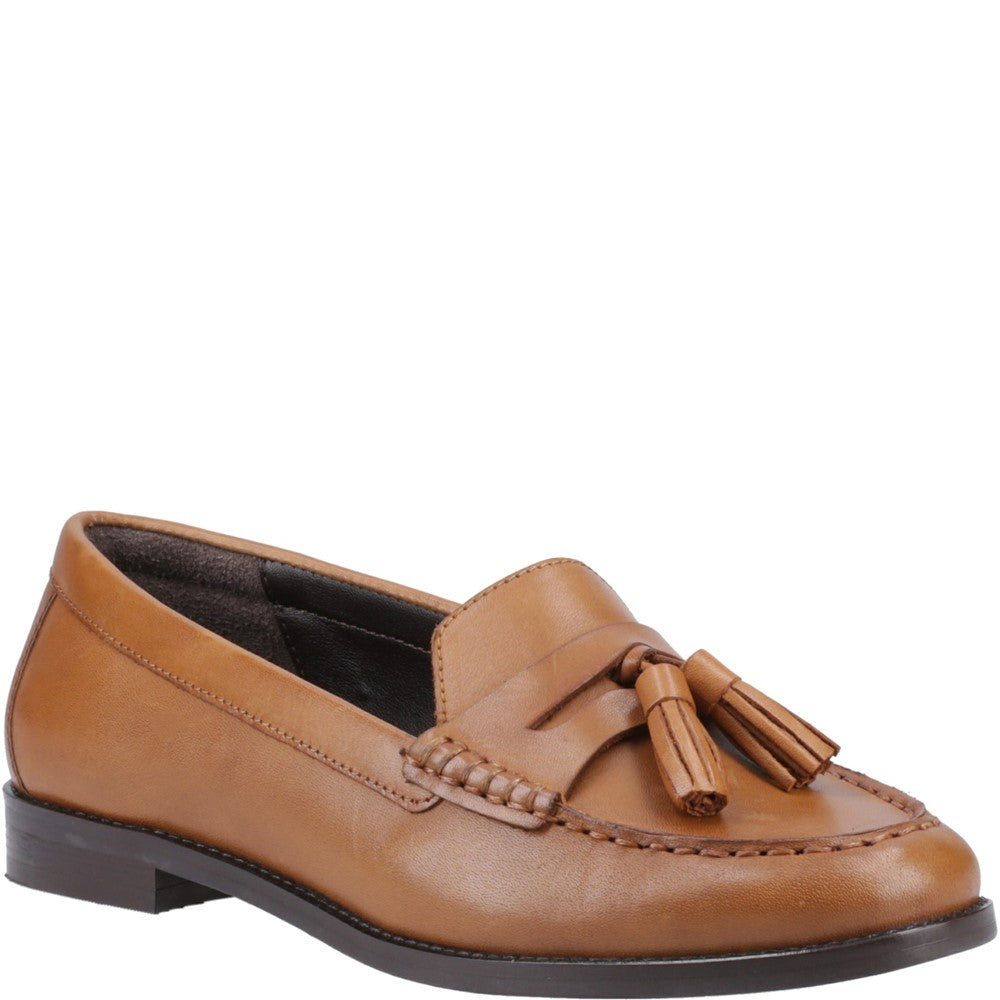 Slip On Ladies Shoes Tan Hush Puppies Connie Tassel Loafer