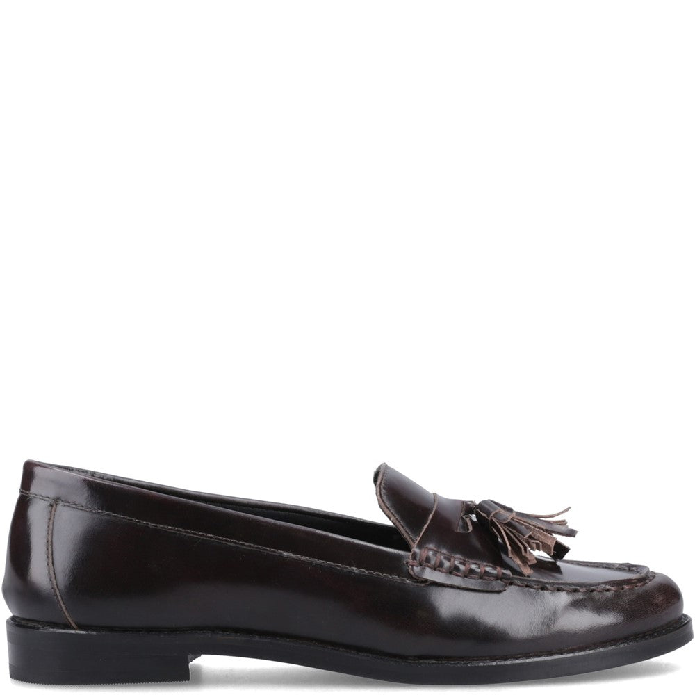Slip On Ladies Shoes Aubergine Hush Puppies Connie Tassel Loafer