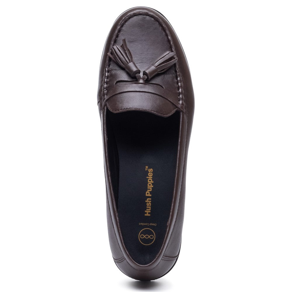 Slip On Ladies Shoes Chocolate Hush Puppies Connie Tassel Loafer