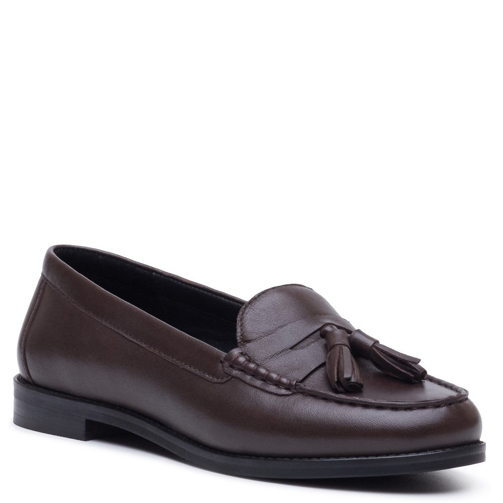 Slip On Ladies Shoes Chocolate Hush Puppies Connie Tassel Loafer